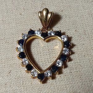 HEART PENDANT marked 925 Clear and Blue Stones